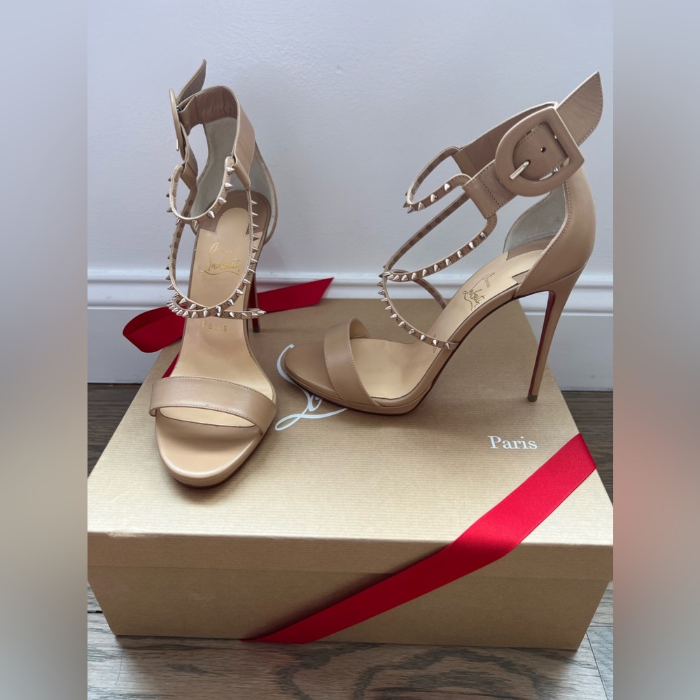 Christian Louboutin Choca Lux 120 Kid Nude/Pink Bronze size 39